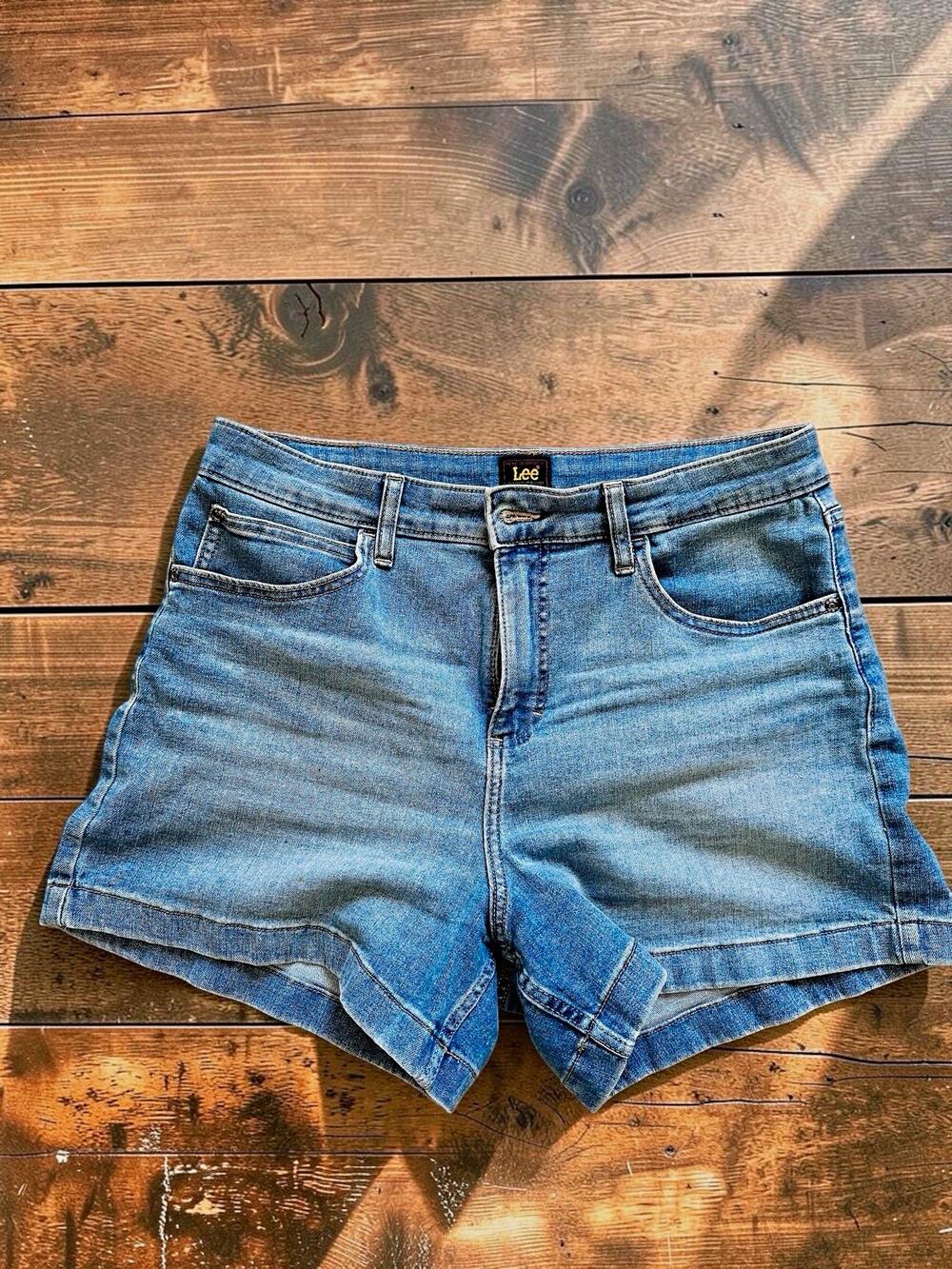 ⁠Lee Women's Denim Shorts size M Wash Cuffed Blue Jeans EU 40 US 10 W30⁠